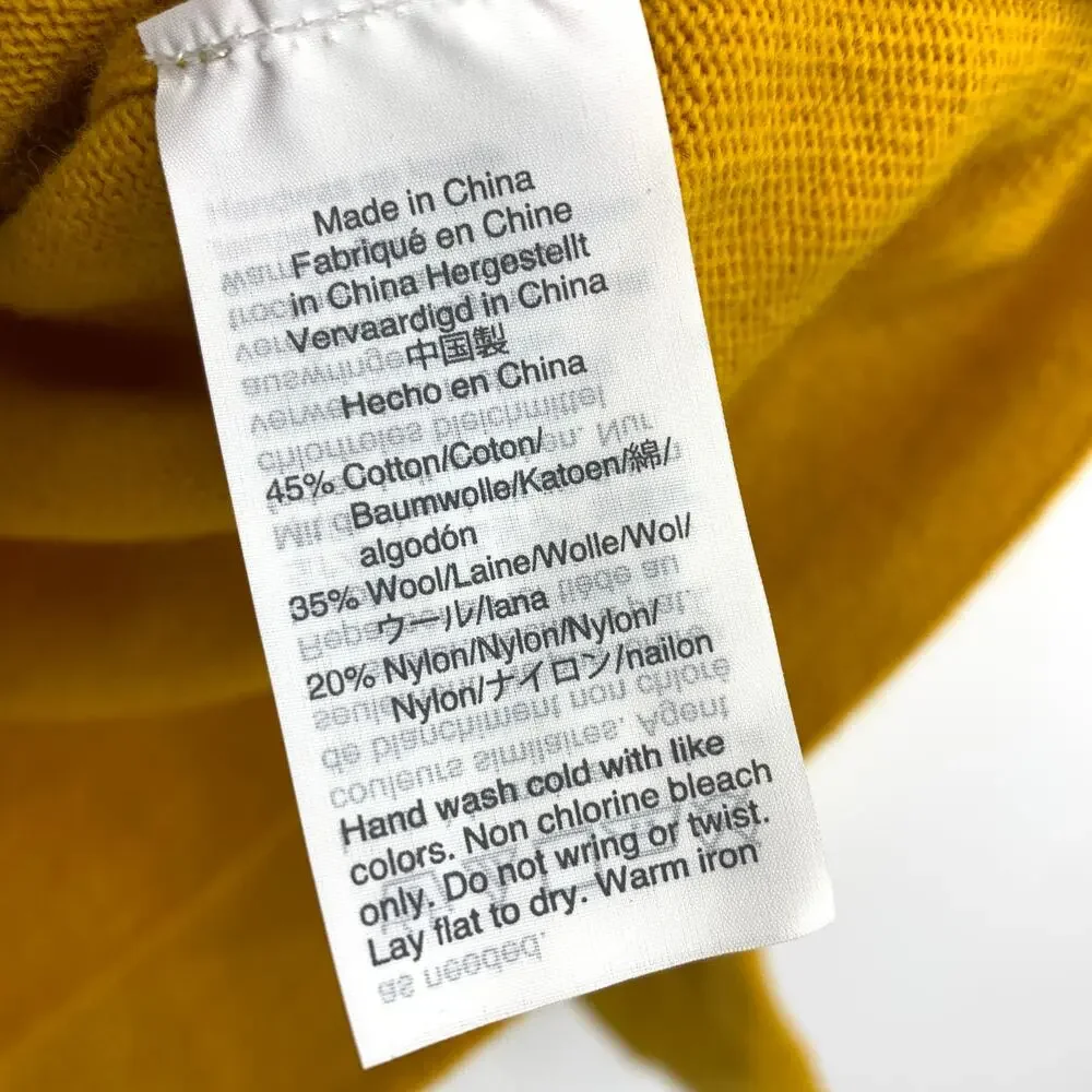 J.Crew Cotton Wool Blend Teddie Pullover Sweater Womens Sz M Golden Yellow NEW